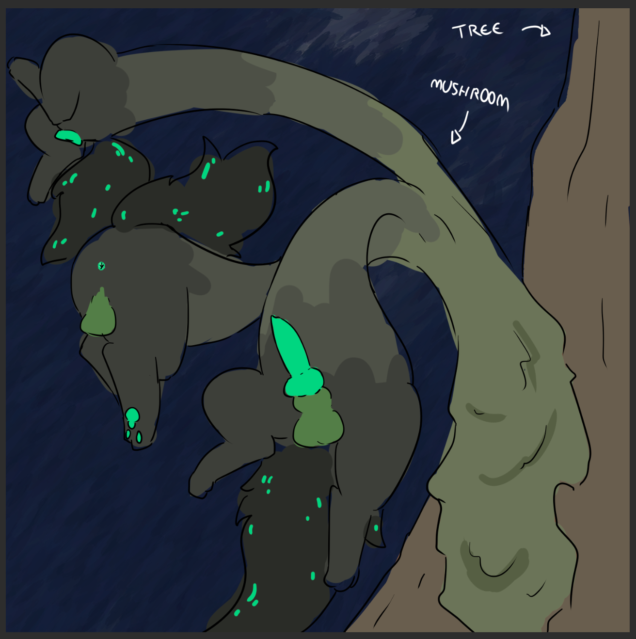 Wiggling Mushdogs by ErinTheBat
